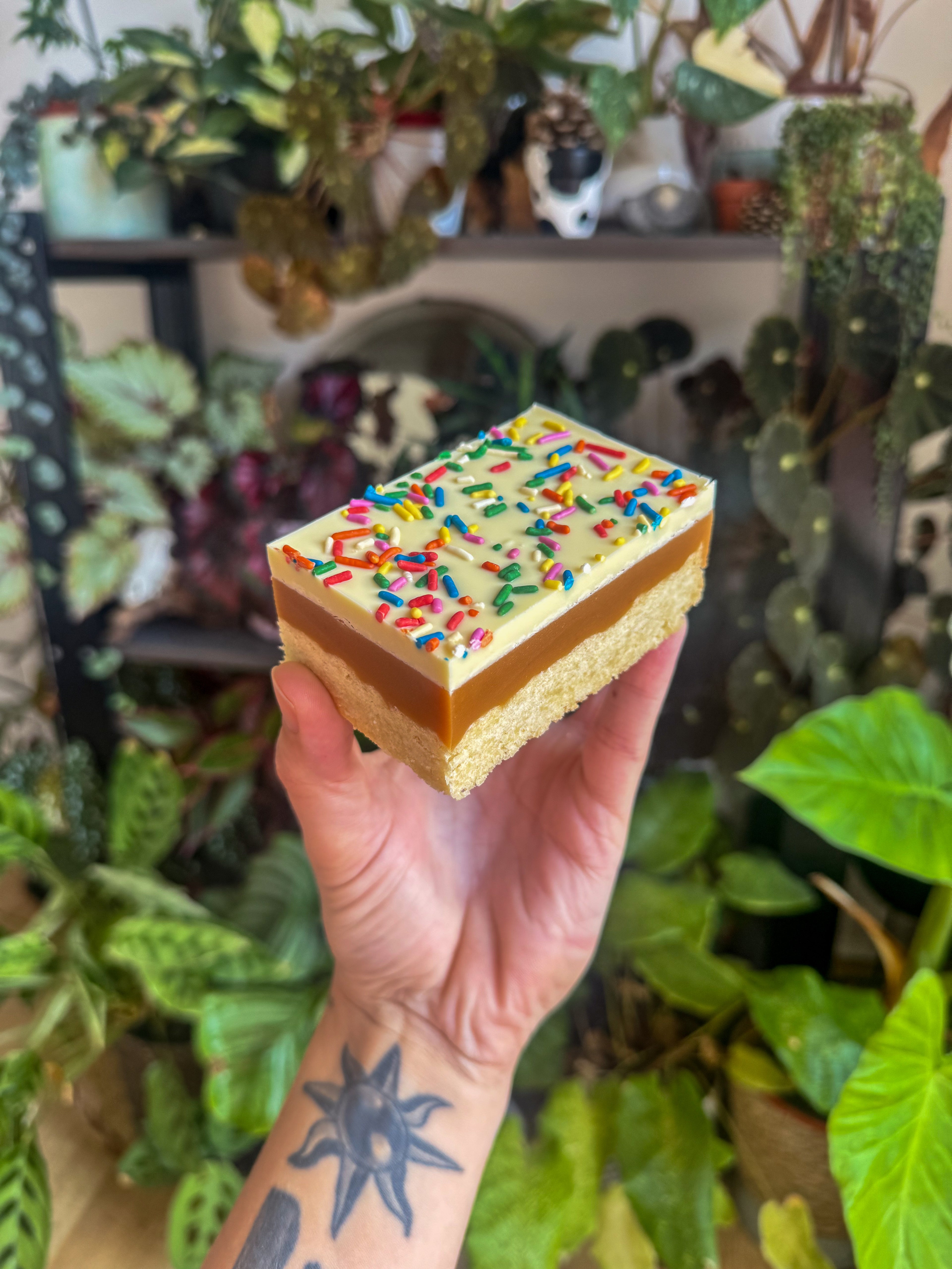 Funfetti millionaire’s shortbread