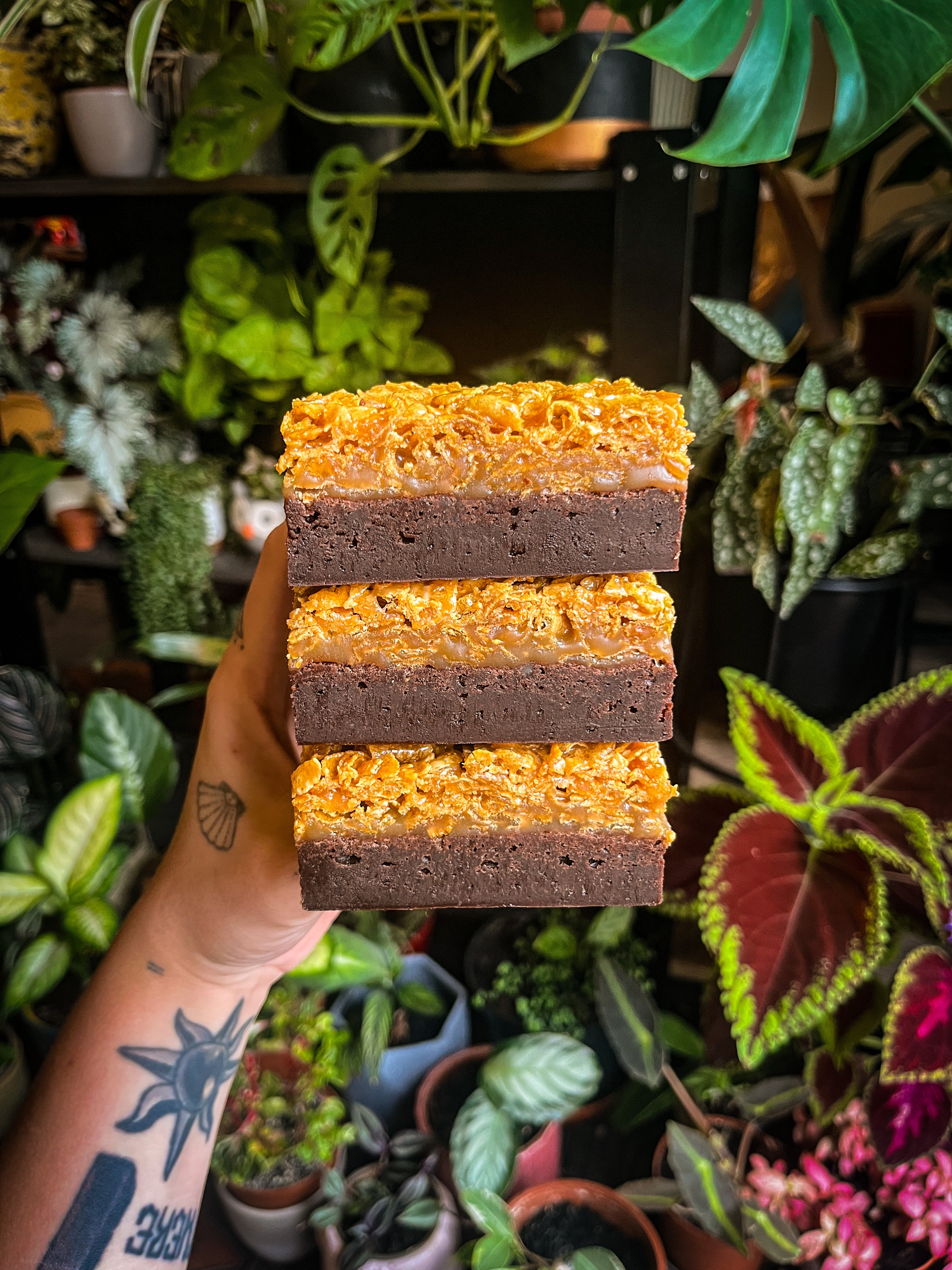 Caramel cornflake brownie